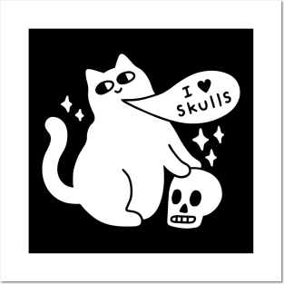 I Love Skulls Cat Posters and Art